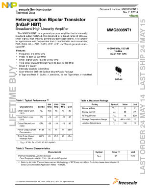 MMG3008NT1 datasheet cover page