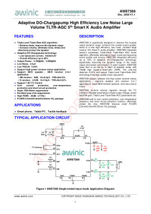 AW87389FCR datasheet cover page