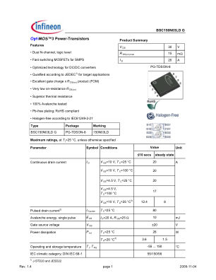 BSC150N03LD-G 数据手册首页