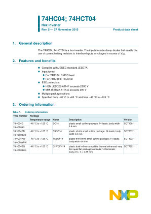 74HC04DB datasheet cover page