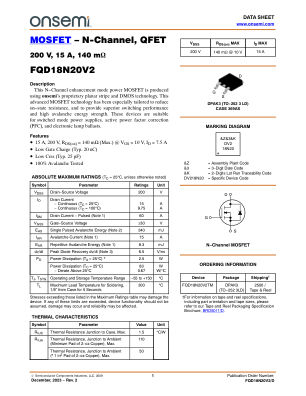 FQD18N20V2 datasheet cover page