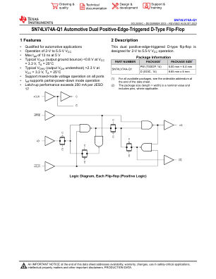 SN74LV74A-Q1 数据手册首页