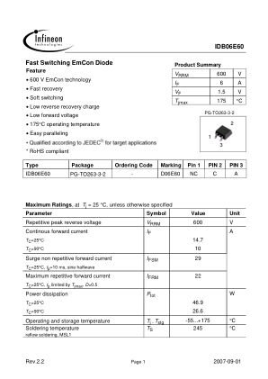 IDB06E60 datasheet cover page