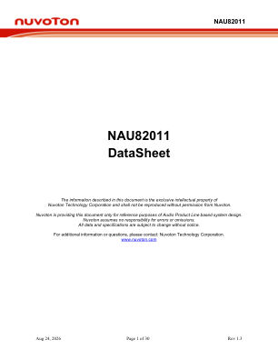 NAU82011 datasheet cover page