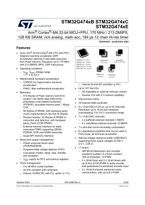 STM32G474xx 数据手册首页