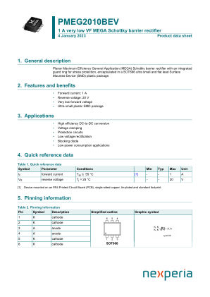 PMEG2010BEV datasheet cover page