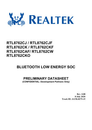 RTL8762CK-CG datasheet cover page