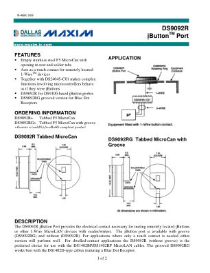 DS9092R-DS9092RG datasheet cover page