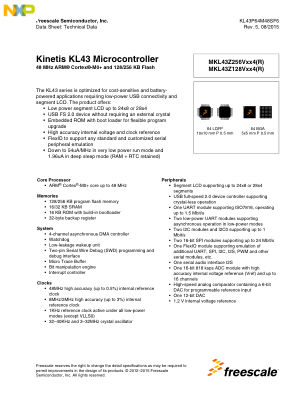 KL43P64M48SF6 数据手册首页