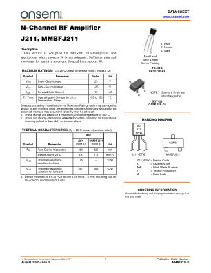 MMBFJ211 数据手册首页