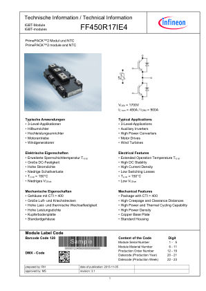 FF450R17IE4 datasheet cover page