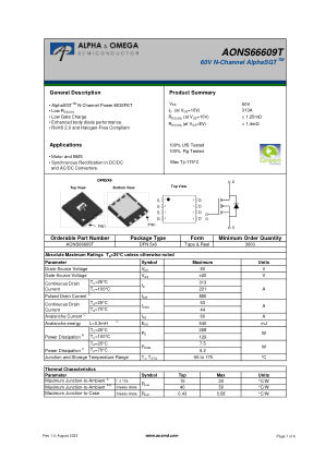AONS66609T datasheet cover page