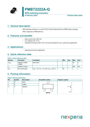PMBT2222A-QR datasheet cover page