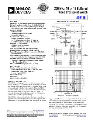 AD8116 datasheet cover page