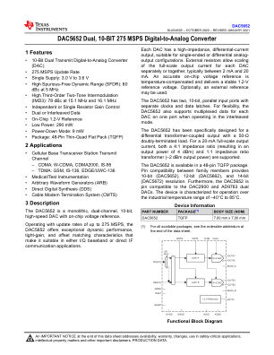 DAC5652 datasheet cover page