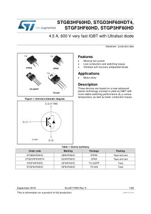 STGB3HF60HD 数据手册首页