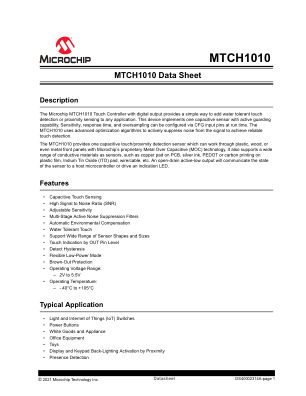 MTCH1010-V datasheet cover page