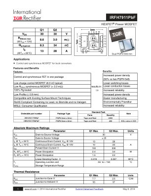 IRFH7911 数据手册首页