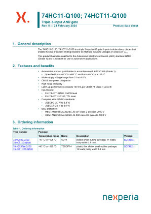 74HCT11PW-Q100J datasheet cover page