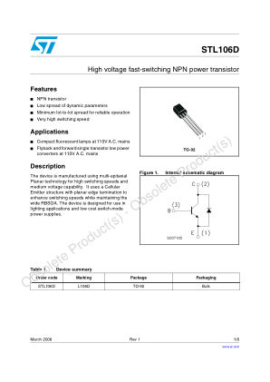 STL106D 数据手册首页