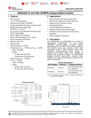 ADS42LB69 datasheet cover page