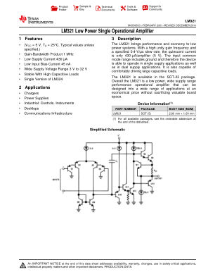 LM321 数据手册首页