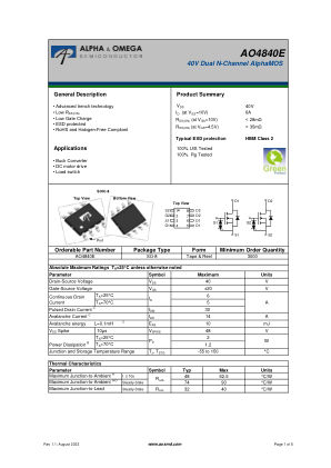 AO4840E datasheet cover page