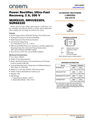 MURS220T3 datasheet cover page