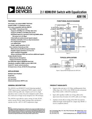 AD8196 数据手册首页