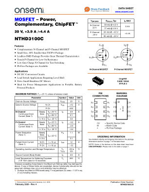 NTHD3100C datasheet cover page