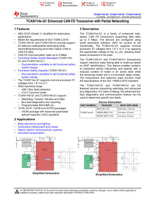 TCAN1146-Q1 datasheet cover page