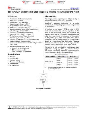 SN74LVC1G74 datasheet cover page