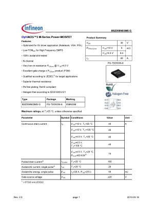 BSZ058N03MSG 数据手册首页