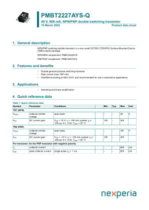 PMBT2227AYS-QH datasheet cover page