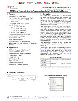 TPS22913 datasheet cover page