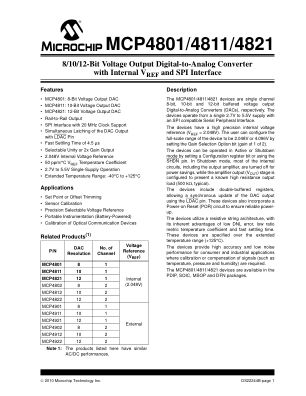 MCP4821-E 数据手册首页