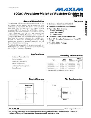 MAX5490 数据手册首页