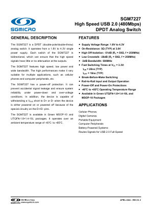 SGM7227 datasheet cover page
