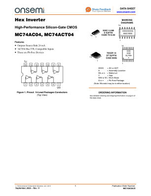 MC74AC04 数据手册首页