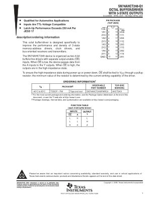 SN74AHCT240-Q1 数据手册首页