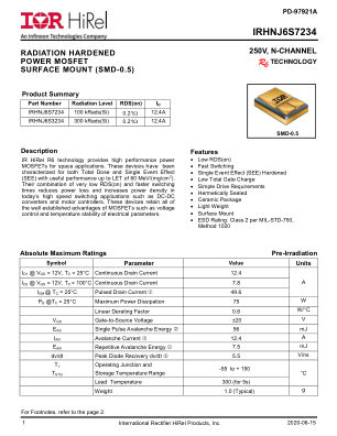 IRHNJ6S7234 datasheet cover page