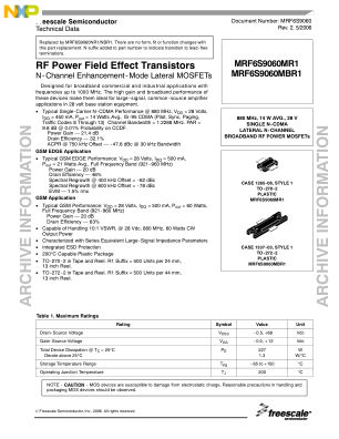 MRF6S9060 数据手册首页