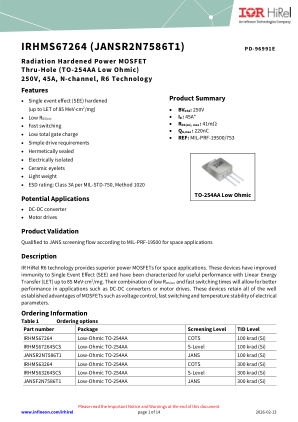 IRHMS67264 datasheet cover page