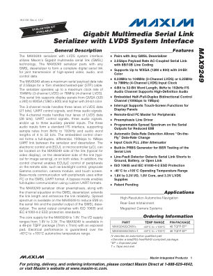 MAX9249 datasheet cover page