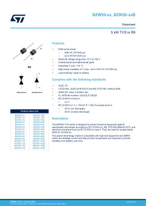 BZW50-100B datasheet cover page