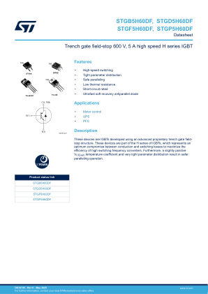 STGB5H60DF datasheet cover page