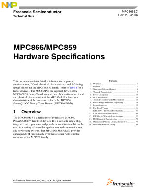 MPC866EC 数据手册首页