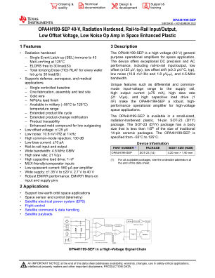 OPA4H199-SEP datasheet cover page