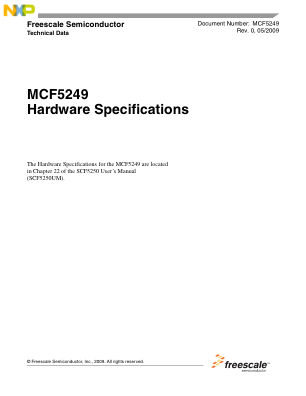 MCF5249 数据手册首页