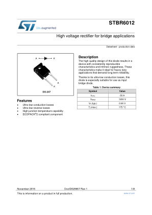 STBR6012 datasheet cover page